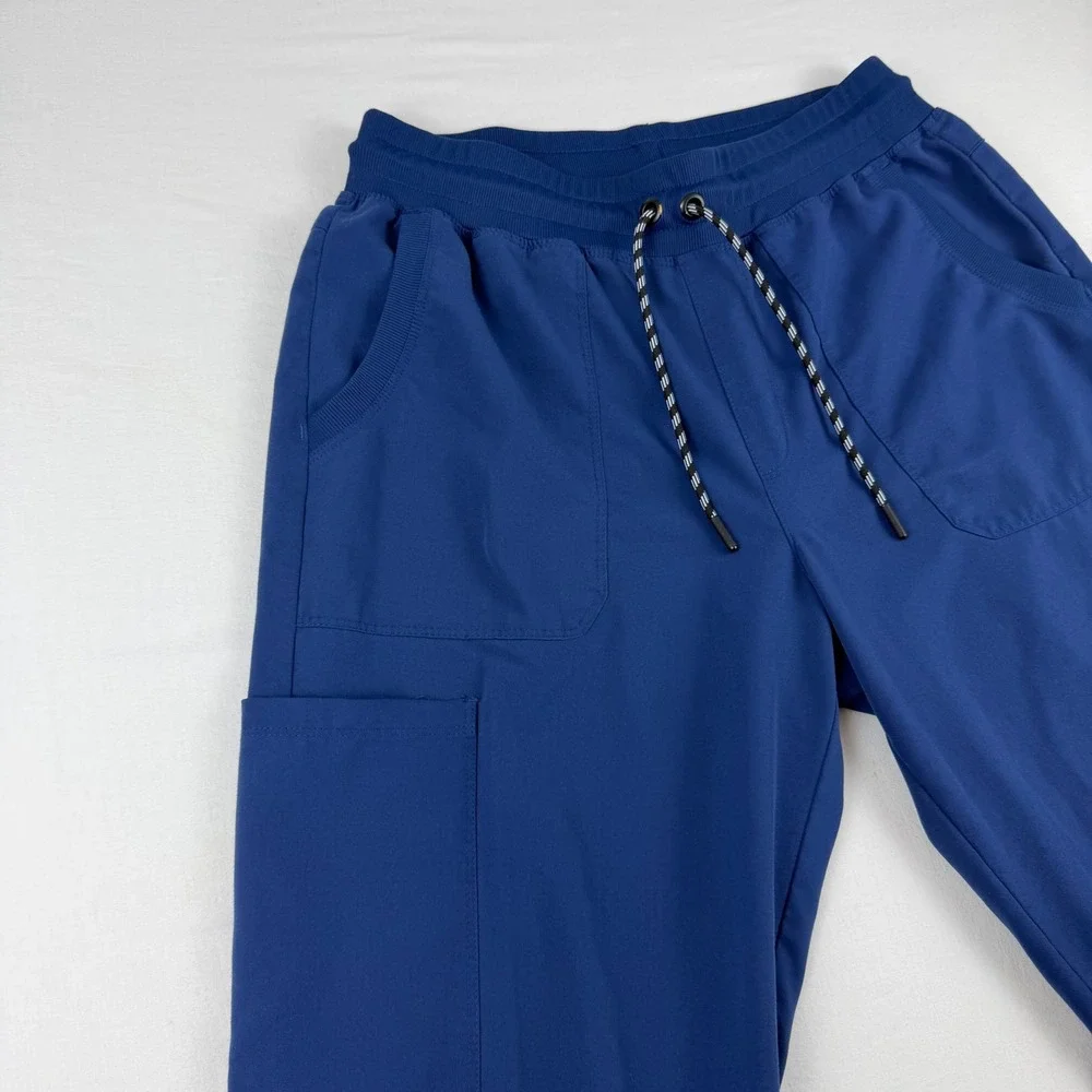 Beyond Scrubs Cloud Nine 6-Pocket Knit Waistband Cargo Jogger Scrub Pants Navy M